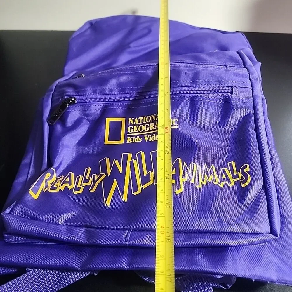 National Geographic Kids Video Really Wild Animals Purple Backpack 90’s  New